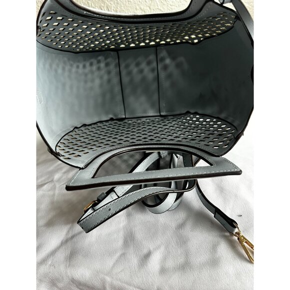 Sole Society Eppie Perforated Faux Leather Blue Satchel Crossbody w/ Hang Tag - Picture 9 of 12